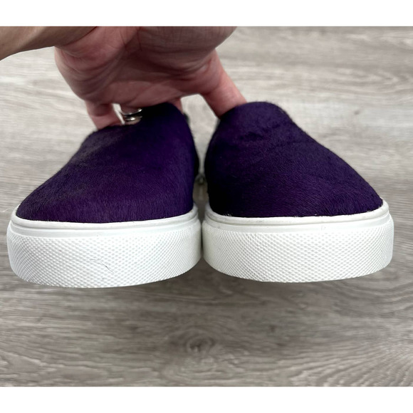 NEW- L'AGENCE *RARE* Calf Hair Leather Slip On Sneakers Black & Purple - Sz 9.5 - Picture 7 of 13